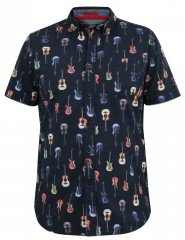 D555 BARRATT Guitar AO Printed Button Down Collar S/S Shirt