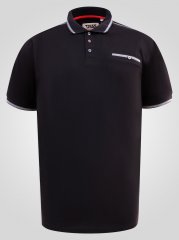 D555 Potts Jersey Polo With Jacquard Collar & Cuffs Sort
