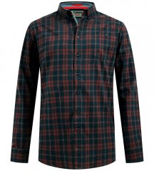 D555 Horsham Long Sleeve Shirt with Chest Pocket Burgundy/Black Check