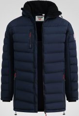 D555 Workington Vatteret Jakke med Hætte og Sherpafor Marineblå
