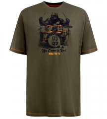 D555 Stockton Gorilla Playing Drums Crew Neck T-Shirt Khaki