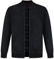 D555 Enrique Strikket Chenillecardigan med Lynlås Sort