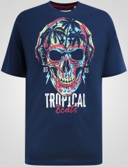 D555 Linton T-shirt med Flerfarvet Dødningehovedtryk Marineblå