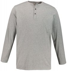 JP1880 702555 Langærmet Henley-shirt Gråmeleret