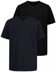 JP1880 711318 T-shirt med V-hals 2-pak Sort/Mørkeblå