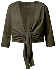 Ulla Popken 794514 Jerseybolero med bindebånd Mørkegrøn