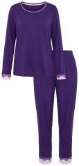 Ulla Popken 812441 Langærmet pyjamas med blonde Kongeblå