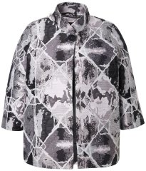 Ulla Popken 816673 Oversize blazer i jacquard med 3/4-ærmer Sort