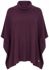 Ulla Popken 820620 Ponchotrøje med rullekrave Blomme