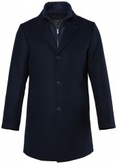 JP1880 821066 Quiltet Uldfrakke Mørkeblå