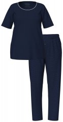 Ulla Popken 821244 Prikket pyjamas Mørkeblå