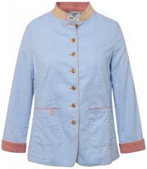 Ulla Popken 823538 Blazer i hørblanding med høj krave Lyseblå