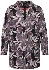 Ulla Popken 823967 Blomstret jacquardblazer med 3/4-ærmer Sort