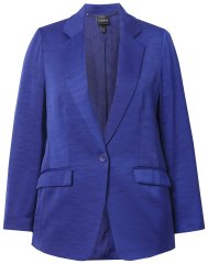 Ulla Popken 826161 Struktureret blazer med klaplommer Mørkeblå