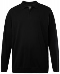 JP1880 827115 Langærmet poloshirt med maveform Sort