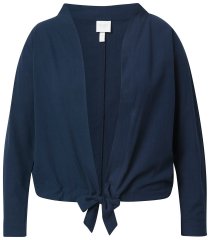 Ulla Popken 827116 Bolero med høj krave i hørblanding Mørkeblå