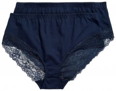 Ulla Popken 830094 Trusser med blonde 2-pak Mørkeblå