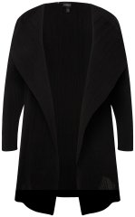 Ulla Popken 830749 Åben plisseret blazer med brede revers Sort