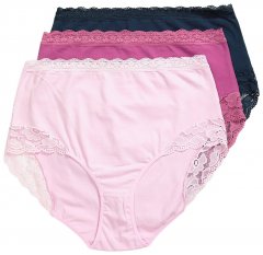 Ulla Popken 831866 Trusser med høj talje og blonde 3-pak Mørkeblå
