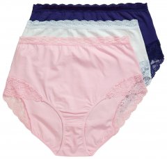 Ulla Popken 831866 Trusser med høj talje og blonde 3-pak Kongeblå