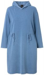 Ulla Popken 834536 Sweatkjole med hætte Denimblå