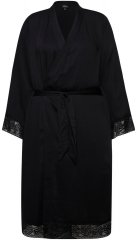 Ulla Popken 834837 Kimono-morgenkåbe med blonde Sort