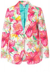 Ulla Popken 835230 Blomstret blazer i bomuld Rød