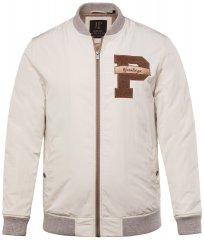 JP1880 836786 Collegejakke med emblem Benhvid