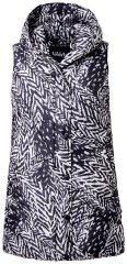 Ulla Popken 838435 Lang quiltet vest med tryk Sort