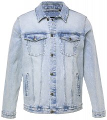 Men+ 394 Denimjakke med brystlommer Lyseblå
