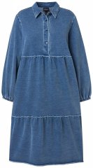 Ulla Popken 840972 Sweatkjole med flæser Indigo