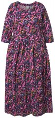 Ulla Popken 841219 Blomstret maxikjole Mørklilla