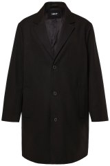Men+ 482 Vandafvisende frakke i uldlook Sort