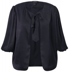 Ulla Popken 842712 Kort blazer med bindebånd og flæseærmer Sort
