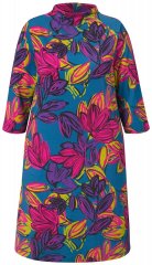 Ulla Popken 843180 Blomstret jerseykjole Petrol