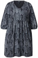 Ulla Popken 844945 Mønstret jerseykjole Sort