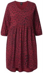 Ulla Popken 844945 A-formet jerseykjole med V-hals Blomme