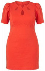 Ulla Popken 845150 Kortærmet bodycon-kjole Rød