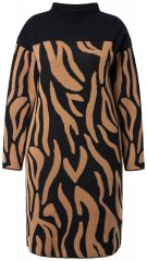 Ulla Popken 845378 Dyreprintet strikket kjole Beige
