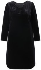 Ulla Popken 845573 Langærmet velourkjole Sort
