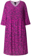 Ulla Popken 845825 Blomstret midikjole med V-hals Lilla