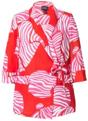 Ulla Popken 847275 Stribet blazer i slå-om-look Rød