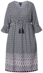 Ulla Popken 847798 A-formet midikjole med V-hals Sort