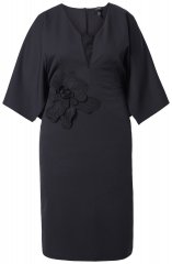 Ulla Popken 847909 Blomstret midikjole Sort