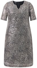 Ulla Popken 848137 Dyreprintet pailletkjole Beige