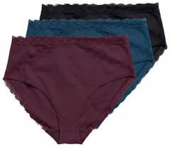 Ulla Popken 848803 Trusser med blonde 3-pak Vinrød