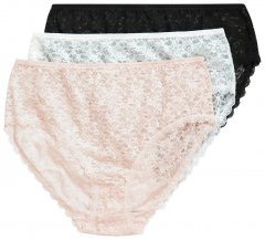 Ulla Popken 849194 Blomstrede trusser med blonde 3-pak Sort
