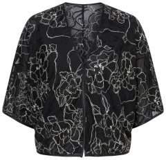 Ulla Popken 849213 Broderet bolero i silkeblanding Sort