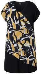Ulla Popken 850406 Mønstret chiffonkjole Sort