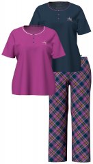 Ulla Popken 850864 Ternet 3-delt pyjamassæt Violet